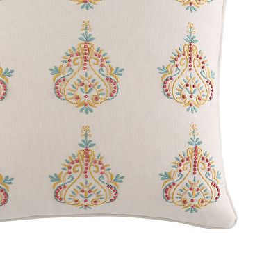 Waverly Hillside Manor Embroidered Damask Medallion Throw Pillow