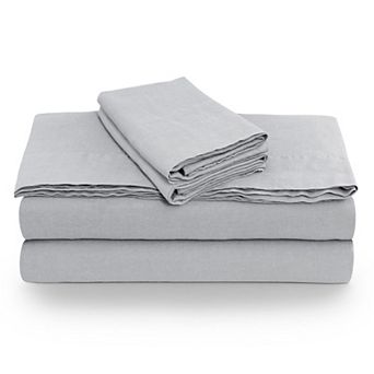 Tribeca Living European Flax Linen Extra Deep Pocket Sheet Set with Pillowcases
