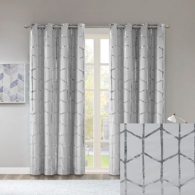 Intelligent Design Khloe 2-Pack Total Blackout Metallic Print Grommet Top Curtain Panels