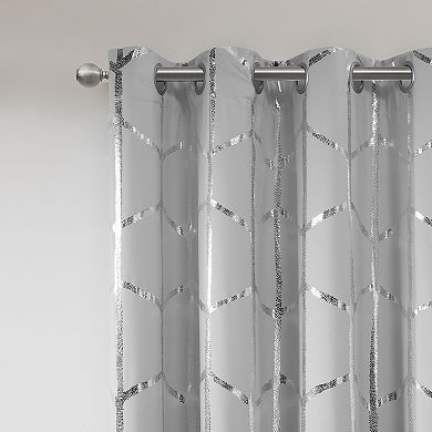 Intelligent Design Khloe 2-Pack Total Blackout Metallic Print Grommet Top Curtain Panels