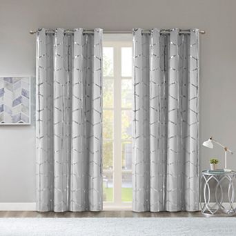 Intelligent Design Khloe 2-Pack Total Blackout Metallic Print Grommet Top Curtain Panels
