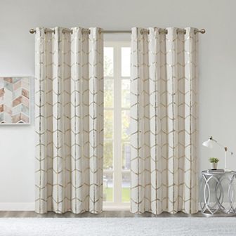 Intelligent Design Khloe 2-Pack Total Blackout Metallic Print Grommet Top Curtain Panels