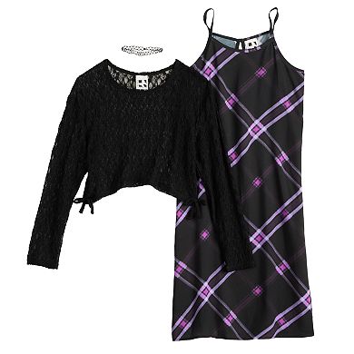 Girls 7-16 Self Esteem Two-Piece Lace Top & Dress Set