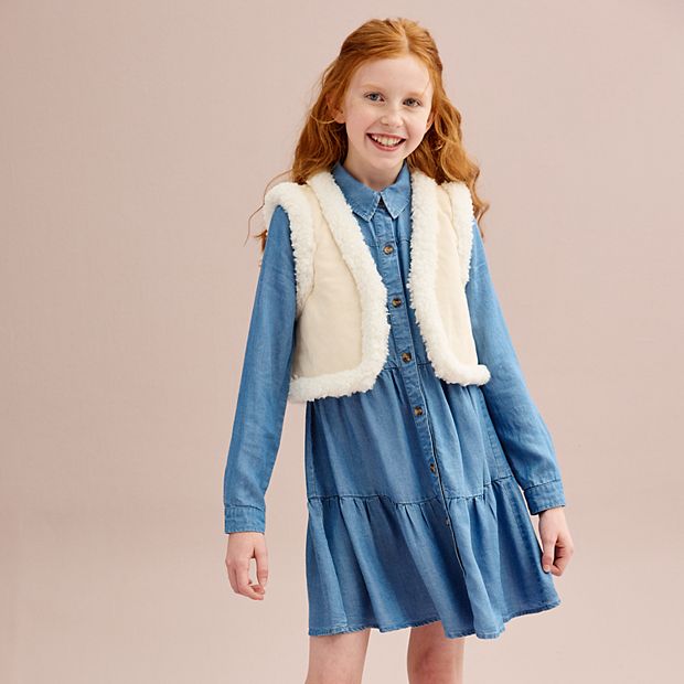 white christmas dresses Savannah Medium Wash V Neck Sleeveless Denim Mini Dress S / Medium Wash main image 0