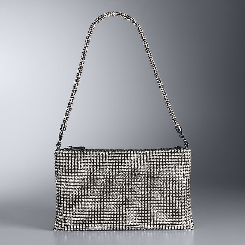 Simply Vera Vera Wang Zola Slouchy Rhinestone Shoulder Bag, Black Ombre Rhinestone