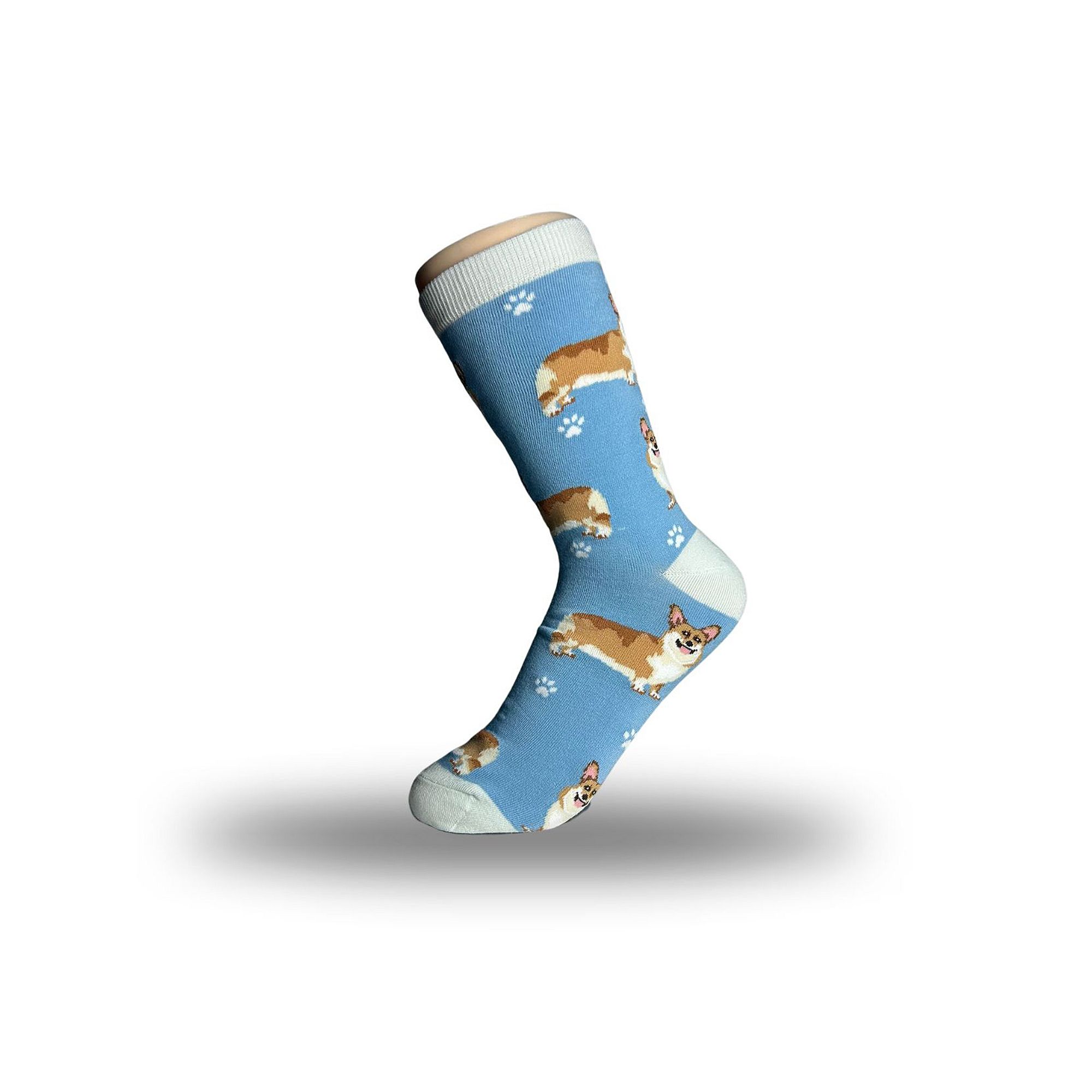 Mens Happy Tails Cat and Dog Socks, Corgi