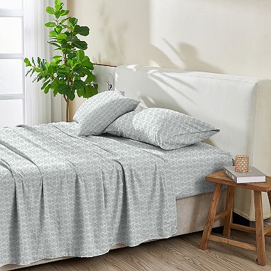 Patina Vie Maison Percale Vintage Printed Bed Sheet Set with Pillowcases