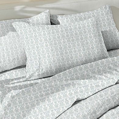 Patina Vie Maison Percale Vintage Printed Bed Sheet Set with Pillowcases