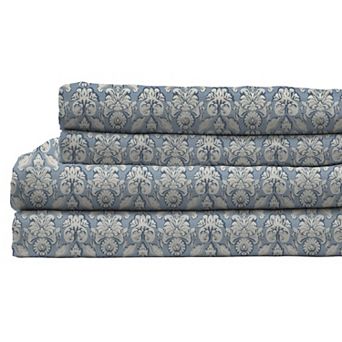 Patina Vie Maison Percale Vintage Printed Bed Sheet Set with Pillowcases