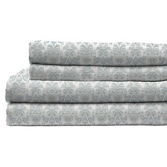 Patina Vie Maison Percale Vintage Printed Bed Sheet Set with Pillowcases