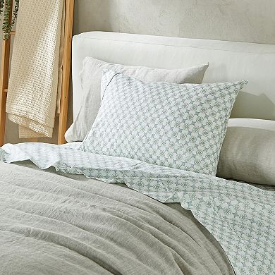 Patina Vie Maison Percale Vintage Printed Bed Sheet Set with Pillowcases