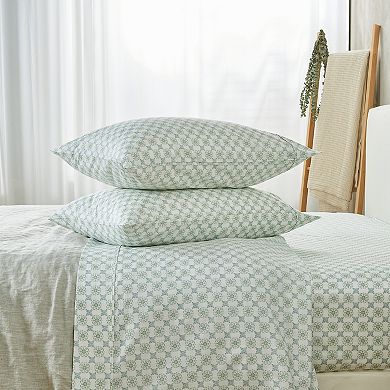 Patina Vie Maison Percale Vintage Printed Bed Sheet Set with Pillowcases
