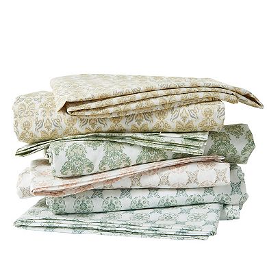 Patina Vie Maison Percale Vintage Printed Bed Sheet Set with Pillowcases