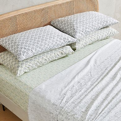 Patina Vie Maison Vintage Floral Printed Sheet Set with Pillowcases