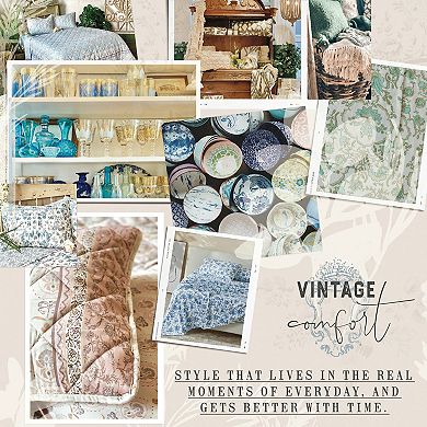 Patina Vie Maison Vintage Floral Printed Sheet Set with Pillowcases