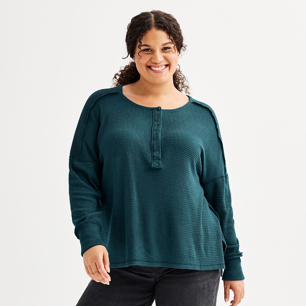 Cozy By The Tree Henley Top In Grey main image 0