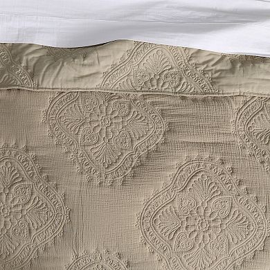 Levtex Home Muslin Stitch White Quilt Set or Euro Sham Set