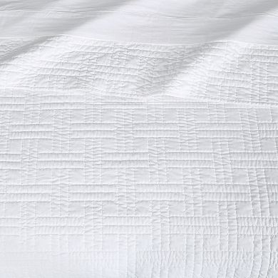 Levtex Home Melange Stitch Natural Quilt Set or Euro Sham Set