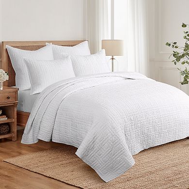 Levtex Home Melange Stitch Natural Quilt Set or Euro Sham Set