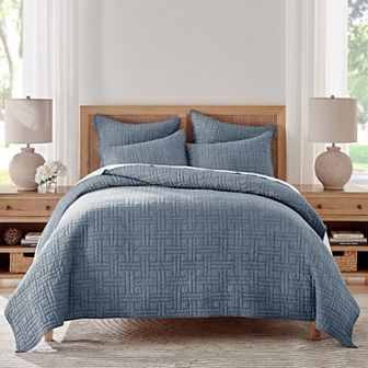 Levtex Home Melange Stitch Natural Quilt Set or Euro Sham Set