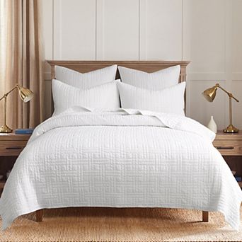 Levtex Home Melange Stitch Natural Quilt Set or Euro Sham Set