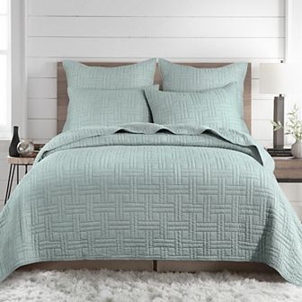 Levtex Home Melange Stitch Seafoam Quilt Set or Euro Sham Set