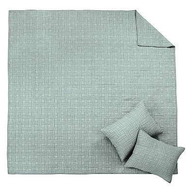 Levtex Home Melange Stitch Seafoam Quilt Set or Euro Sham