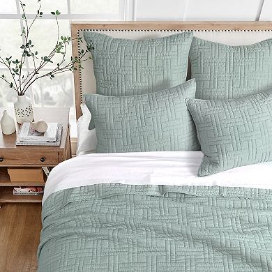 Levtex Home Melange Stitch Seafoam Quilt Set or Euro Sham