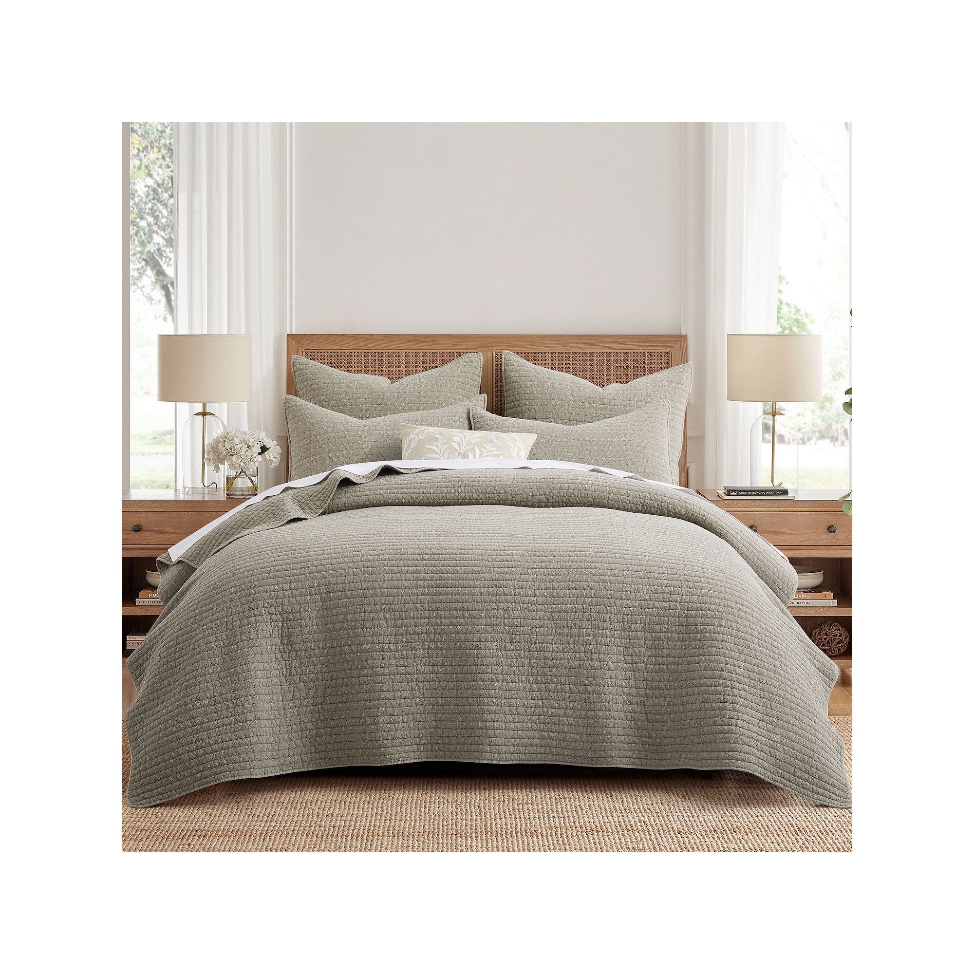 Levtex Home Eyelet Quilt Set or Euro Sham Set, Brown