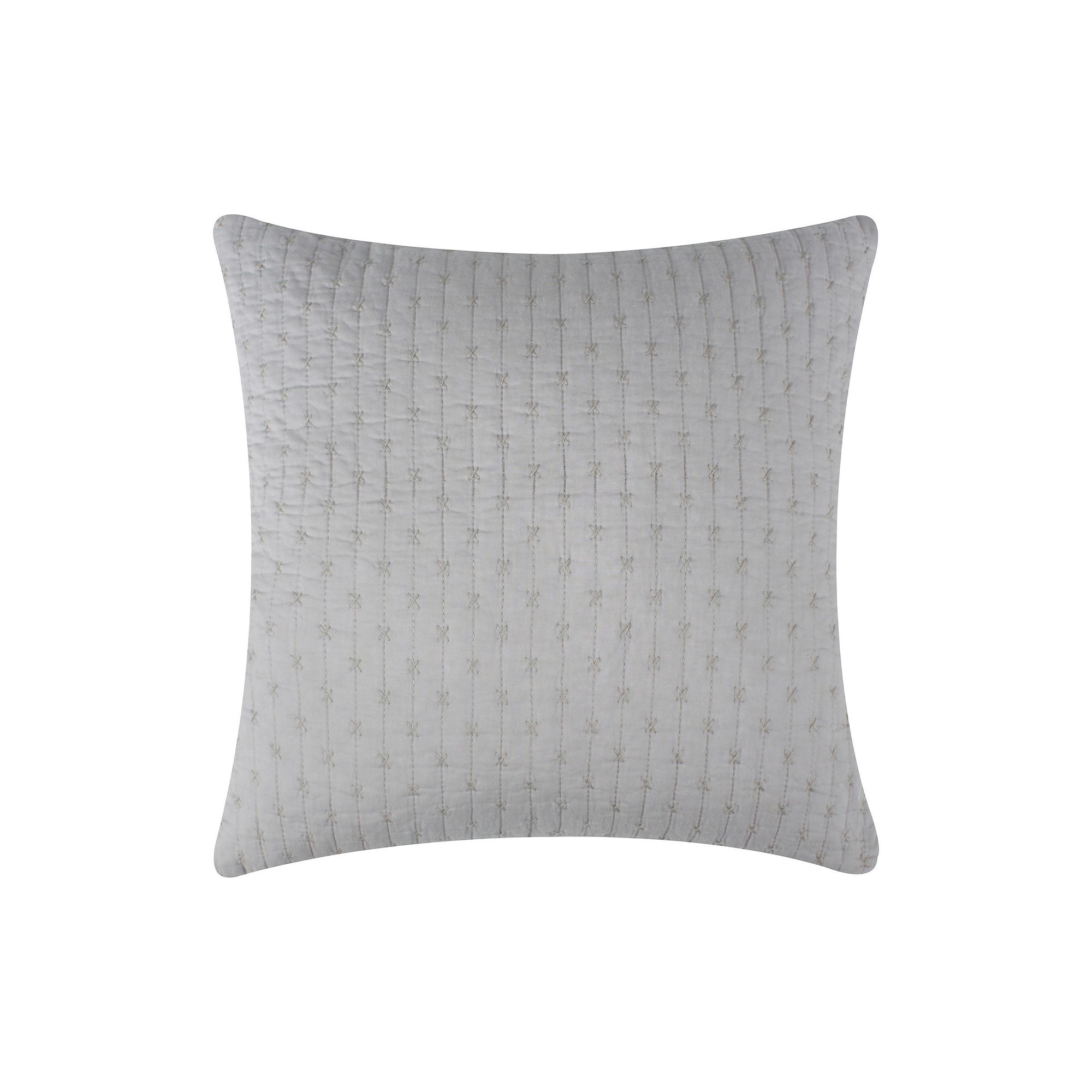 Levtex Home Cross Stitch Square Throw Pillow, Light Grey