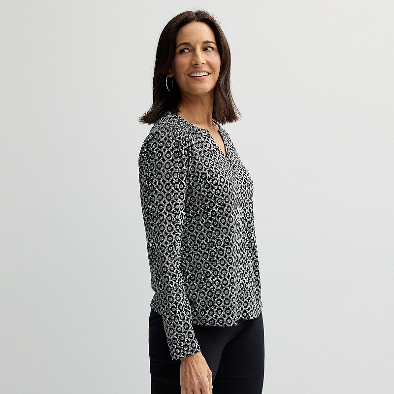 Women's Croft & Barrow® Smocked Shoulder Knit Blouse