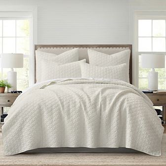 Levtex Home Rowan Cream Textured Quilt Set or Euro Sham Set