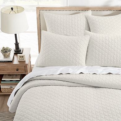 Levtex Home Rowan Cream Textured Quilt Set or Euro Sham Set