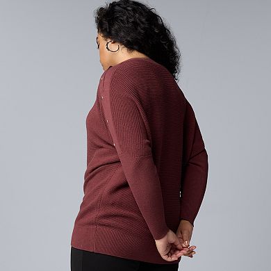 Plus Size Simply Vera Vera Wang Dolman Snap Sweater