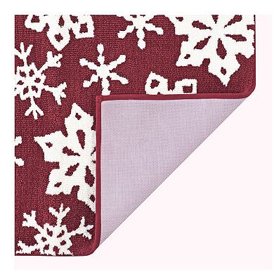St. Nicholas Square Snowflake Print Supersoft Runner Rug