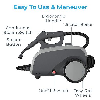 Pure Enrichment PureClean Multi-Purpose Rolling Steam Cleaner