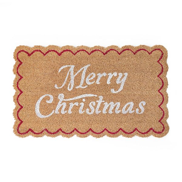 St. Nicholas Square® Merry Christmas Retro Coir Doormat - Brown