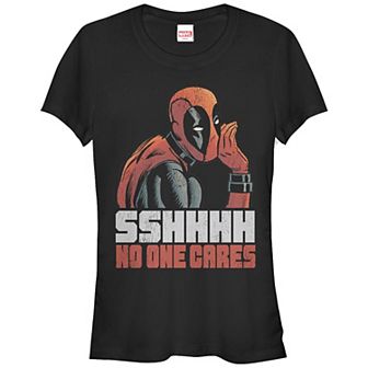 Juniors' Deadpool No One Cares Graphic Tee