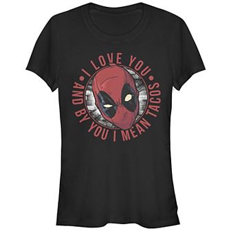 Juniors' Deadpool I Love Tacos Graphic Tee