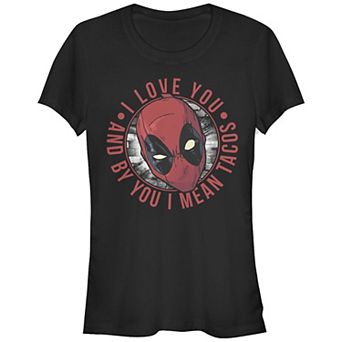 Juniors' Deadpool I Love Tacos Graphic Tee