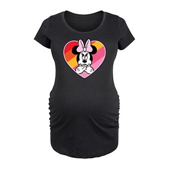 Disney's Minnie Mouse Maternity Oops Rainbow Heart Graphic Tee