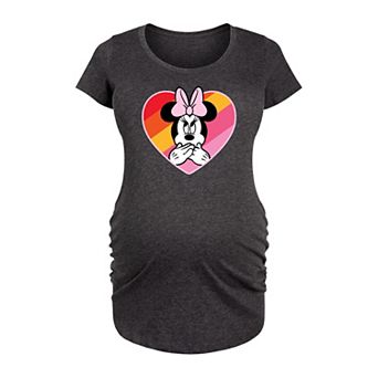 Disney's Minnie Mouse Maternity Oops Rainbow Heart Graphic Tee
