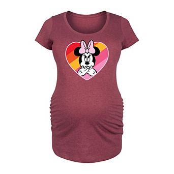 Disney's Minnie Mouse Maternity Oops Rainbow Heart Graphic Tee
