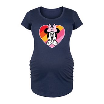 Disney's Minnie Mouse Maternity Oops Rainbow Heart Graphic Tee