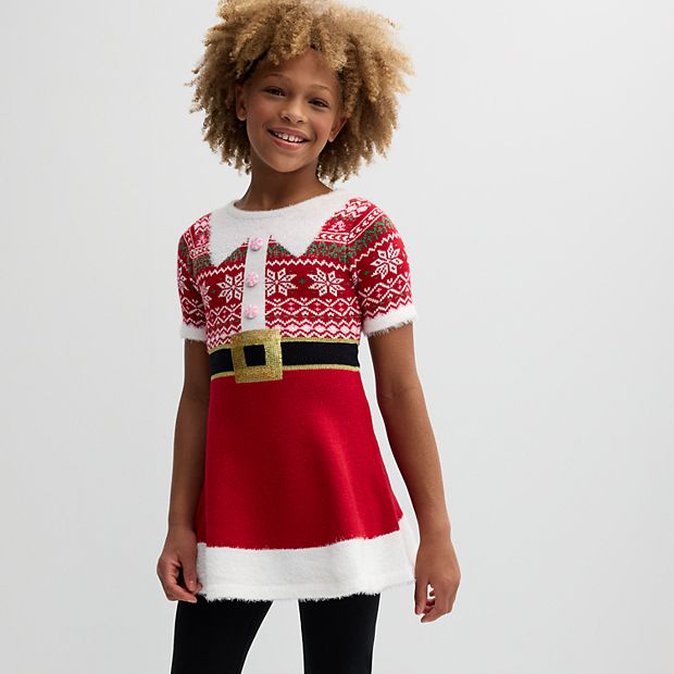 Girls 4-16 33 Degrees Short Sleeve Elf Dress in Regular & Plus Size