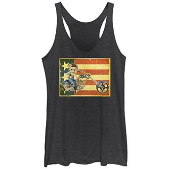 Juniors' Betty Boop Biker USA Flag Background Graphic Racerback Tank
