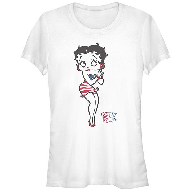 Juniors' Betty Boop Patriotic Dress Graphic Tee, Girl's, Size: XXL, White