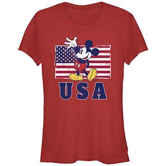 Disney's Mickey Mouse Juniors' USA Flag Background Graphic Tee