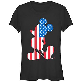 Disney's Mickey Mouse Juniors' USA Flag Filled Silhouette Graphic Tee