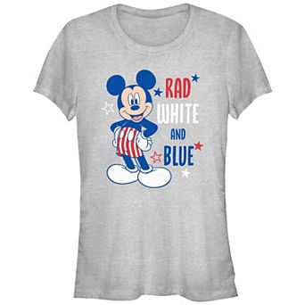 Disney's Mickey Mouse Juniors' Rad White And Blue Graphic Tee